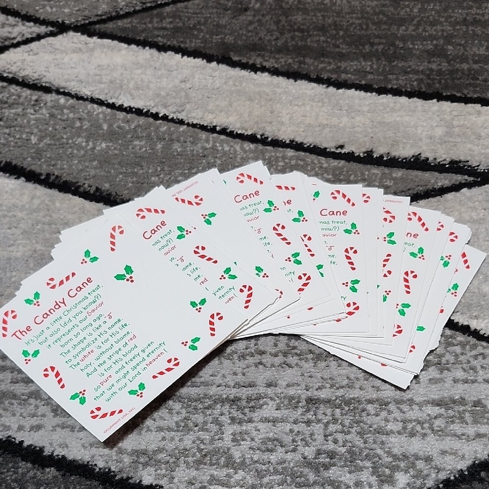 VINTAGE STORY OF THE CANDY CANE 35 PIECE CARDS 4.5"X4.5" RELIGIOUS